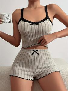 Conjunto de pijama de rayas para mujer, cómodo y casual para el hogar, top sin mangas y shorts, ropa de dormir para damas para todas las estaciones