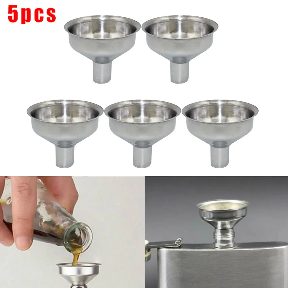 5pcs Stainless Steel Kitchen Filling Liquor Oil Bottle Mini Funnel Small Mouth