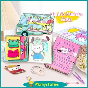 Kuromi Cinnamoroll Mainan Sanrio Edukasi Sticker Games Quiet Book Lucu Edukasi Handmade Mainan