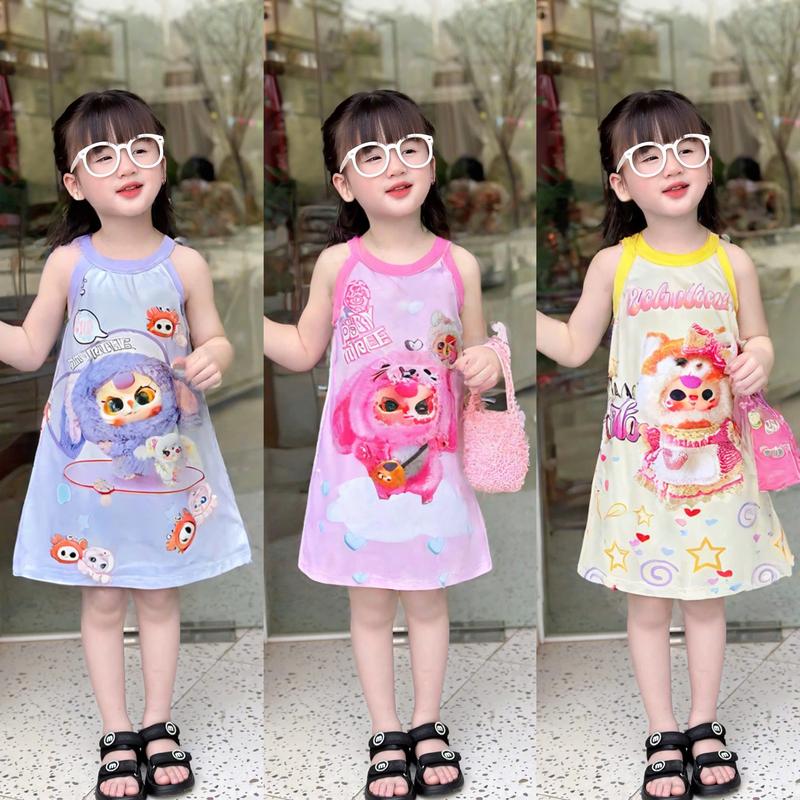 [COMBO 5 VÁY TẶNG 1 QUẦN CHIP] VÁY YẾM BABY THREE CHO BÉ GÁI, vải thun lạnh co dãn, thoáng mát, mẫu mới hè 2025, size 10-27 kg