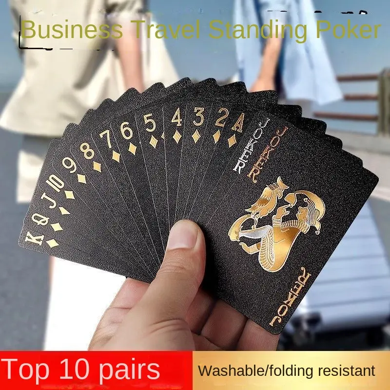 High-end PVC Plastic Waterproof Black Gold Poker Cards for Adults, High Appearance, Thickened Cards for Dou Dizhu, On Point