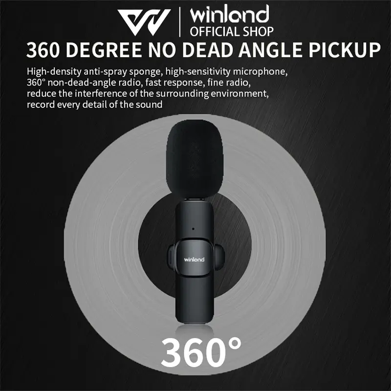 【COD】Flash Sale Winland Wireless Microphone Lapel Portable Mini Mic for iPhone Android Phone live broadcast-Garansi 1 tahun Wireless IDO type Cover UHF (Wireless) Mikrofon Bluetooth 6