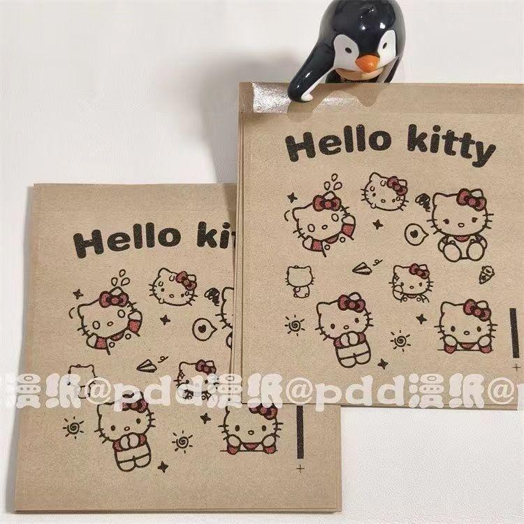 Túi giấy Kraft, Thiết kế Hello Kitty, Opaque, Niêm phong tự động, Dày và dung tích lớn, Thích hợp để đóng gói, Vật liệu đóng gói, Túi quà, Năm 2025 2