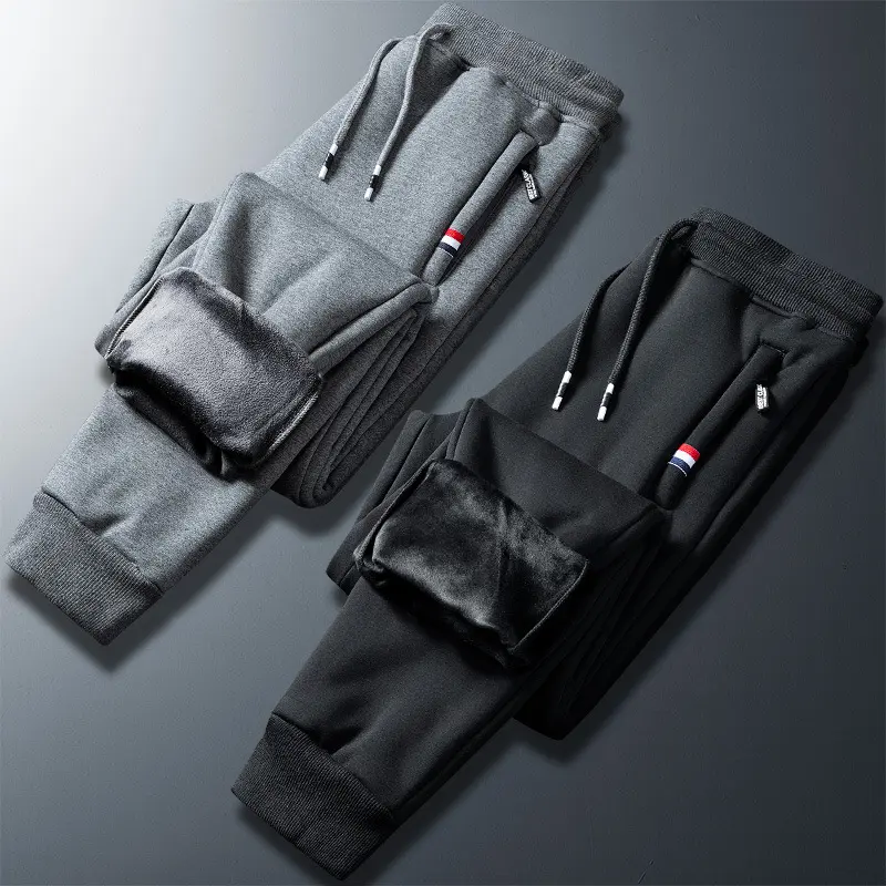 Quần Thể Thao Lót Lông Cừu Cho Nam, Dày, Dáng Rộng, Dễ Phối Đồ, Thường Ngày, Dài Pants Menswear
