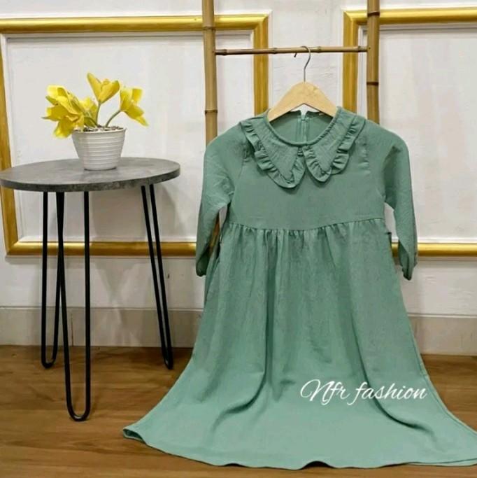Gamis anak crinkel airflow premium/gamis anak crinkel polos terbaru Poliester 2
