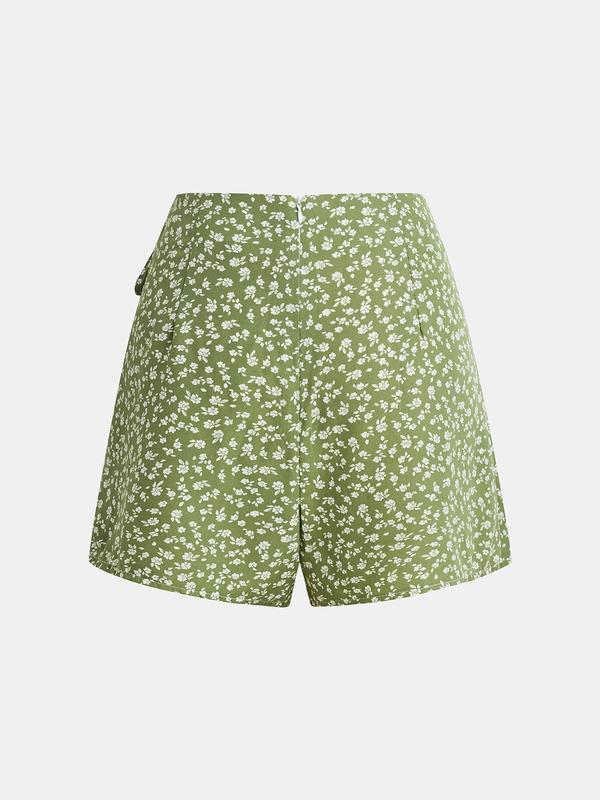 YOZY Boho Ditsy Floral Print Wrap Shorts, Tie Side High Waist Shorts, 2024 Women's Summer Outfits for Beach, Holiday, Vacation 3