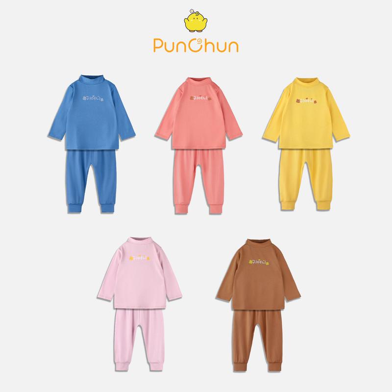 [PUNCHUN x KOC] Bộ quần áo dài tay cổ lọ Buddies kiểu dáng vừa vặn cho bé gái và bé trai AW23 3M-5Y