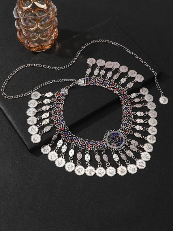 Women's Boho Style Ethnic Pattern Chain Belt, Vintage Trendy Waist Belt, Fashionable Clothes Accessories for Women & Girls 4