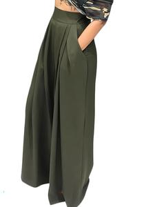 Pantalones de pierna ancha con bolsillo plisado para mujer, pantalones de cintura alta cómodos y casuales para verano, prendas inferiores para damas para uso diario