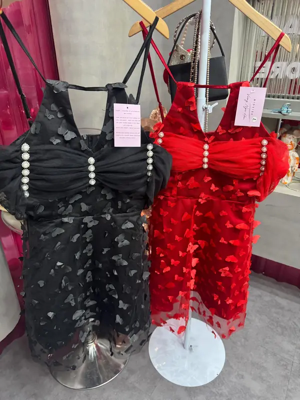 55-90KG ĐẦM THIẾT KẾ ĐI TIỆC CÔNG CHÚA Tapfa cổ yếm phối lưới BƯỚM SANG TRỌNG  BIGSIZE VƯƠNG NGỌC HÂN Nữ Top Pants Women 3