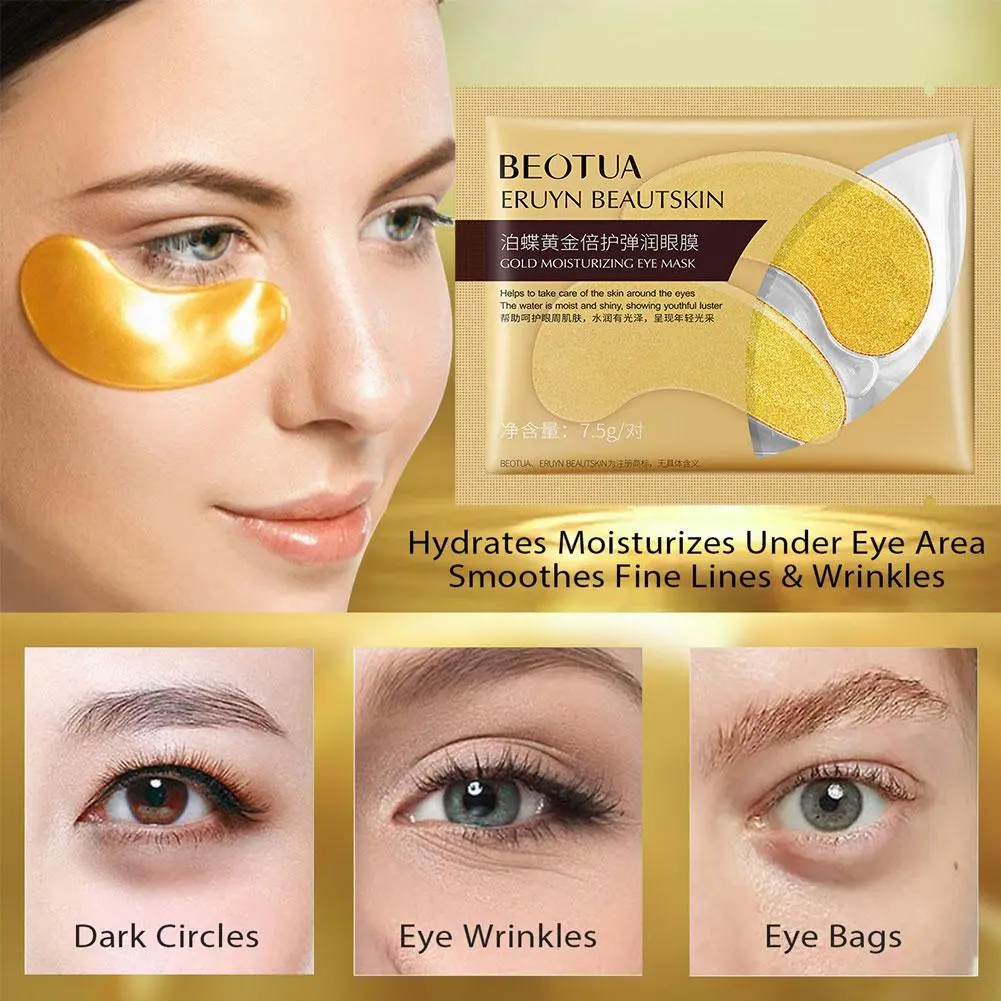 1/5/10 Pairs Golden Collagen Crystals Eye Mask Skincare Eye Patches Firming Moisturizing Nourishing Eye Skin Care Products