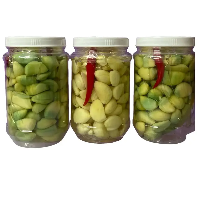 (Tỏi xanh nguyên tép ) combo 3 hủ Tỏi ngâm giấm đường vị chua ngọt  (1 hủ 500g) Food Miến Ăn Vặt mon chua Chè 0