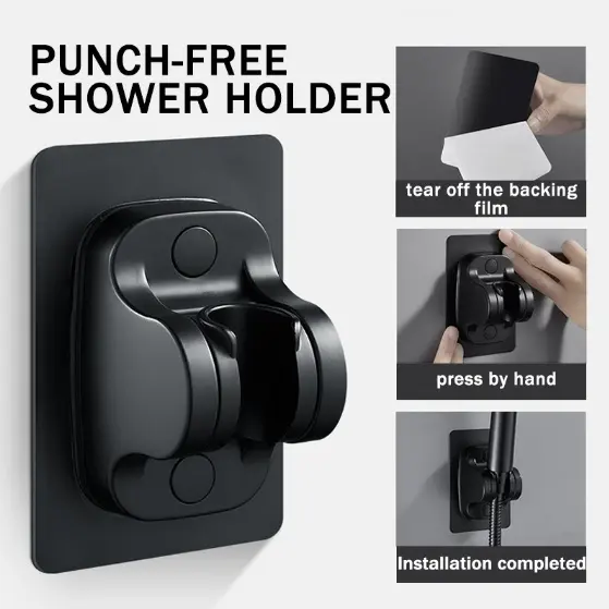 Self-adhesive Shower Head Holder Adjustable Punch Free Bathroom Bidet Shower Head Stand Bracket Wall