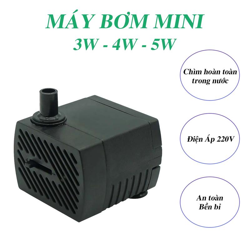 Máy bơm mini, bơm chìm đa năng 3W/4W/5W/8W dùng cho lọc thác, bể cá thủy sinh