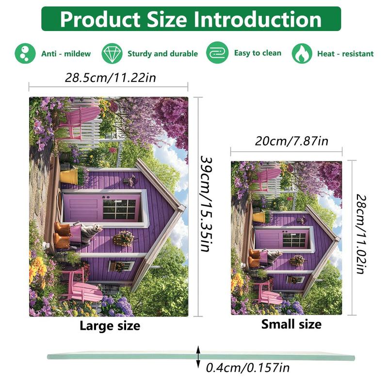 Kitchen Garden Pattern Cutting Board, Durable Non-slip Chopping Board with Handle, Heat Resistant Kitchen Decor, Kitchen Accessories 1