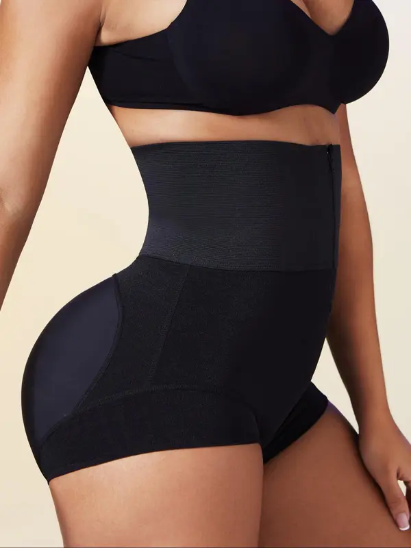 Women's Solid High Waist Shapewear Shorts, Tummy Control Butt Lifting Shaper, High Stretch Shapewear Bottoms for Daily Wear 1