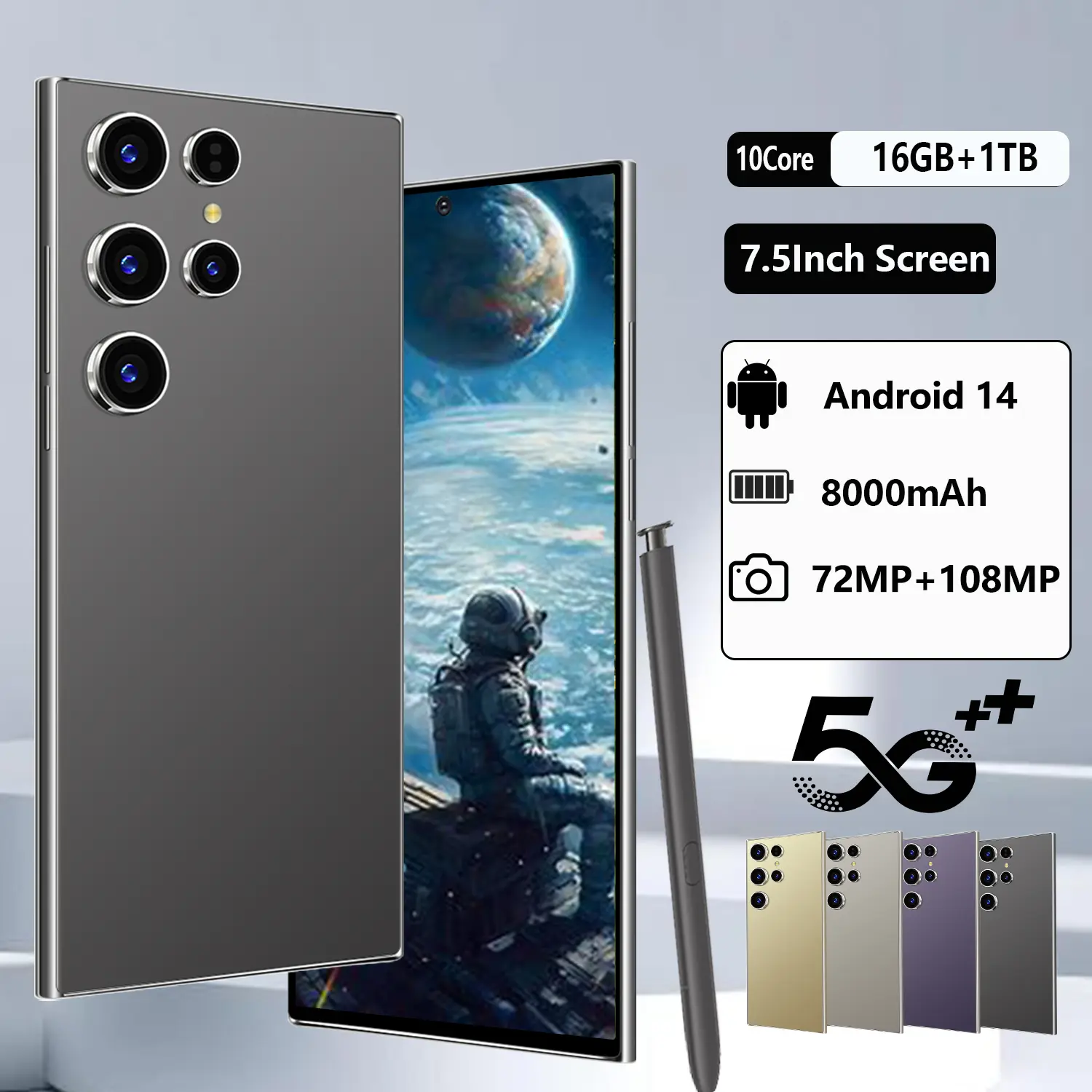 Sansug Galaxy S24 Ultra Điện thoại thông minh 7.5 Inch 16GB RAM 1TB Dung Lượng 108MP Camera 8000mAh Hạn chế thời gian
