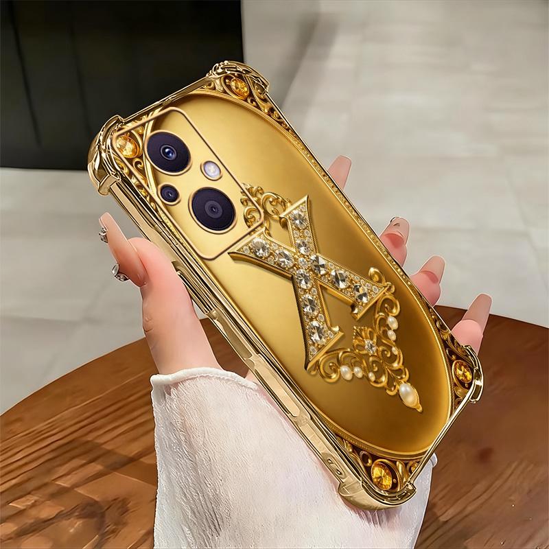 Cocok untuk casing ponsel OPPO Reno7 Z 5g Casing ponsel tahan benturan terbaru dengan bingkai emas dan motif huruf Prancis.-SJFS