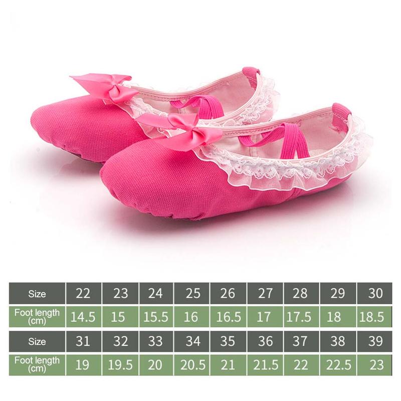 Product Introduction of Kid Girls Children Ballet Dance Shoes Women Adult Lace Bow-knot Canvas Soft Sole Ballet Shoes Ballet Slippers #450456 0