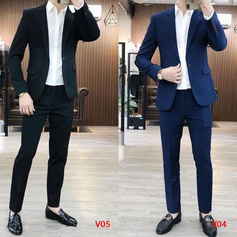 Bộ vest nam gồm 1 áo vest + 1 quần + 1 sơ mi (TẶNG kèm Cavat, phụ kiện cài Vest và 2 quần sip nam) chất tuyết mưa tây, ko nhăn, ko xù, ko bay màu Menswear Kem