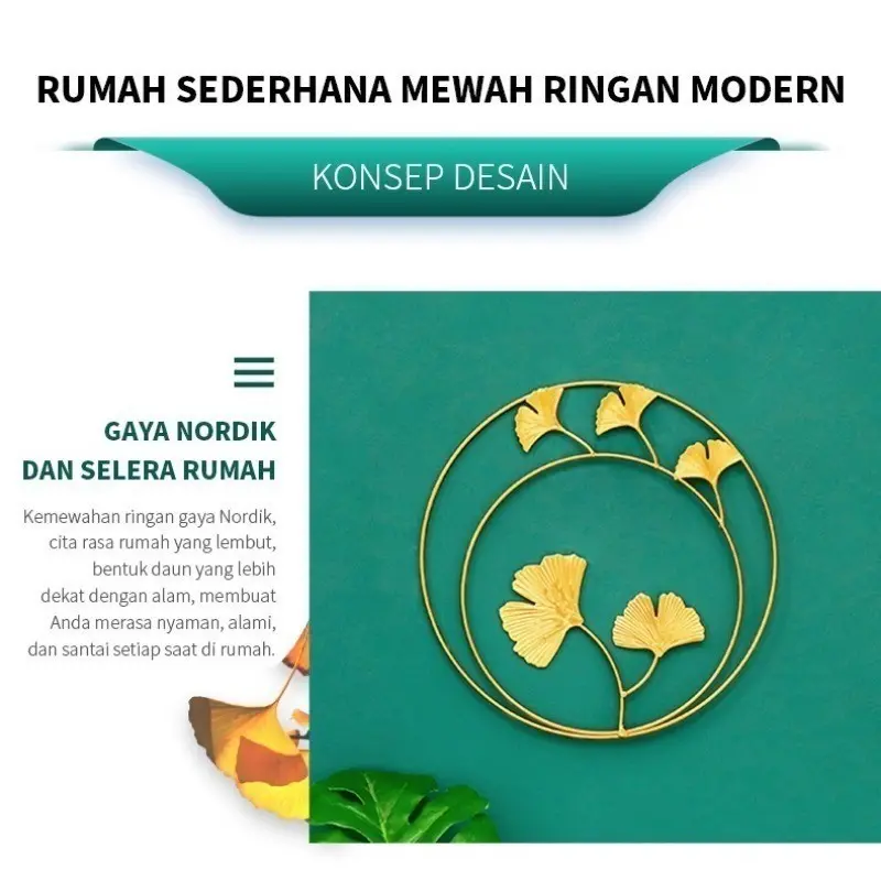 [Vinnatsu]Wall Decor Hiasan / Dinding Besi Metal Leaf Wall Art Decor/WALL Decor Nordic Dinding Besi Sofa Ruang Tamu 4