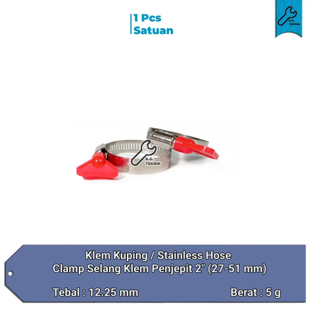 KLEM KUPING Stainless Hose Clamp Selang Klem Penjepit 2" (27-51 mm)