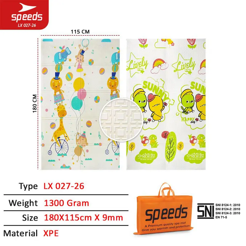 SPEEDS Playmate Anak 115 x 180 Tebal 9mm Tikar Lipat Bayi Playmate Bayi Matras Bermain Bayi Foam XPE Playmat Karpet 027-26-B 2
