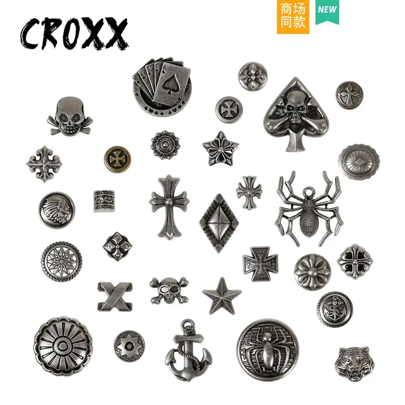 Bộ Phụ Kiện Charm Croc, Phong Cách Punk & Kim Loại, Thiết Kế Cổ Điển Baroque, Với Các Chi Tiết, Croc Chất Lượng Cao, Ghim Croc 3D, 1 Miếng, Thích Hợp Cho Giày Và Dép Croc
