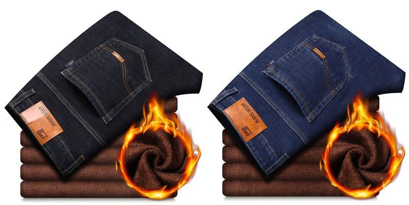 Product Introduction of Quần Jean Dày Lót Lông Cừu Cho Nam, Thẳng, Rộng, Co Giãn, Cỡ Lớn, Thắt Lưng Cao, Nhung, Cha Trung Niên, Quần Mùa Đông Ấm Áp 9
