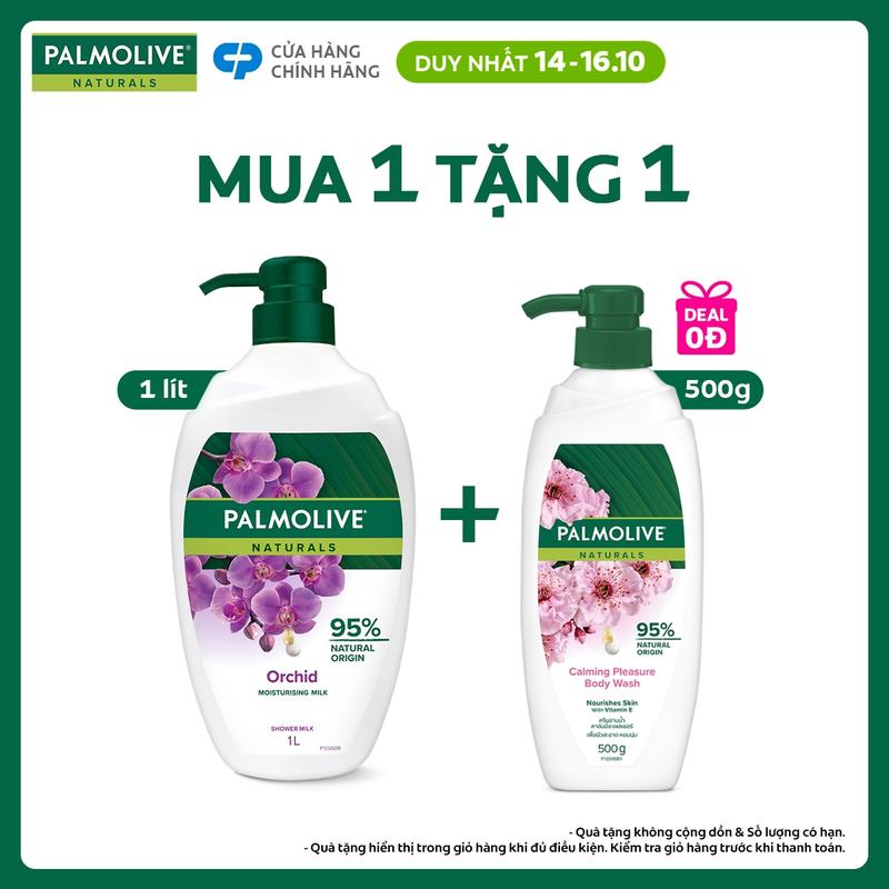 [Duy nhất 14-16.10] Sữa tắm Palmolive dưỡng ẩm chiết xuất Sữa và Hoa Phong Lan Đen 1L giúp da mềm mịn