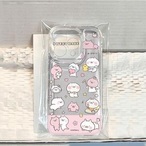 Cute Rabbit Maruko 11 New 12 Pro Max Full Coverage Transparent 13/14 Pro Trendy 16 Transparent 14/15 Pro Soft Case
