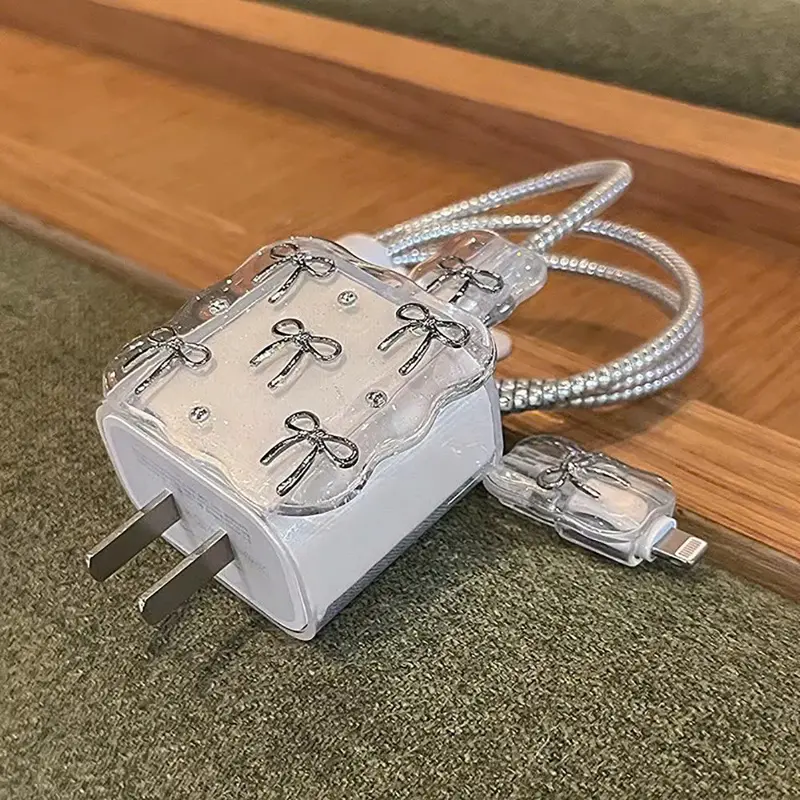 [Nơ Viền Sóng] Bộ phụ kiện bảo vệ củ sạc và cáp sạc cho iphone PD18/20W bằng silicon cao cấp 4