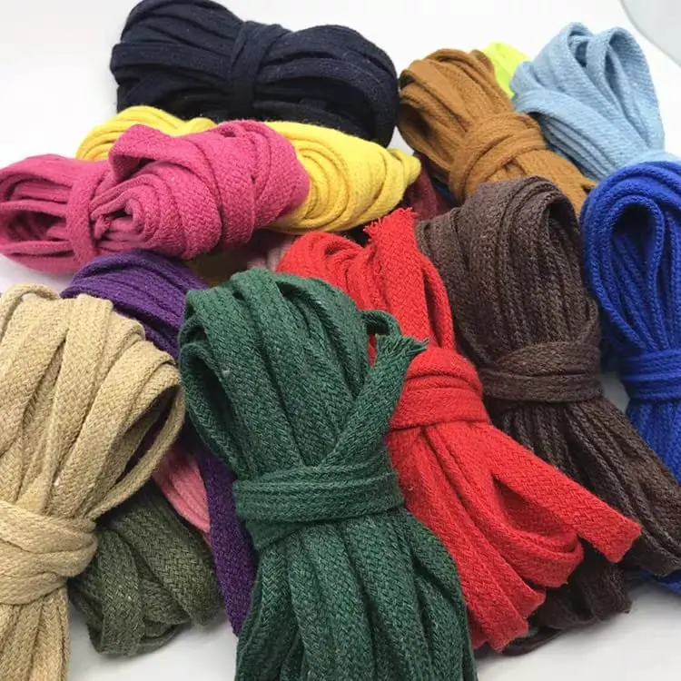 5Meter/Lot Cotton Tape Cotton Rope 8mm Hollow Flat Twisted Cord Cotton Tali Kasut Handmade Tali Seluar Pants Shoe