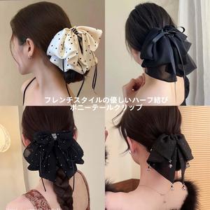韓国風リボン払うういきヘアクリップ(女性用)2026新しいしい,高級感のあるバックヘッドのまとめ髪用シャーククリップ,リラックススタイルのヘアアクセサリー