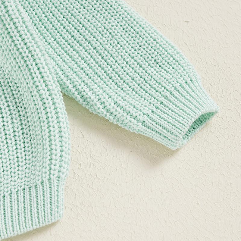 Product Introduction of Little Boy Girl Knit Sweater Causal Solid Color Crew Neck Long Sleeve Pullover Tops for Fall Winter 43
