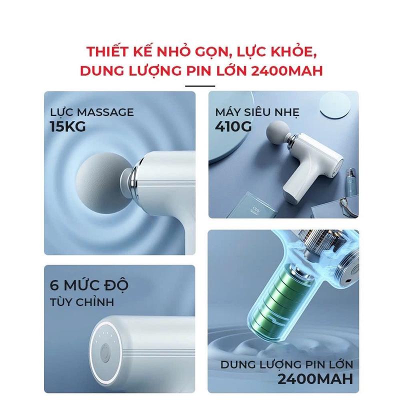 Product Introduction of Máy Massage Cầm Tay Mini 4 Đầu 6 Chế Độ - Công Nghệ AI Cảm Biến Lực Nhấn Giúp Giảm Đau Mỏi, Giãn Cơ 2
