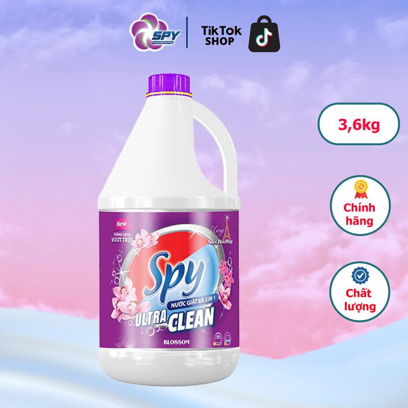  Nước Giặt Xả SPY Ultra Clean 3,6kg Màu Tím 2 Trong 1 Hương Hoa Pháp Trắng Sạch Vượt Trội 