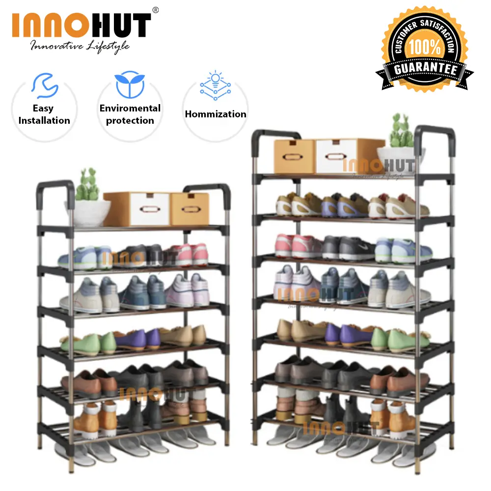 Innohut Multilayer Shoes Storage Organizer Rack Space Saving Stackable Shoe Shelf Steel Furniture Shelves