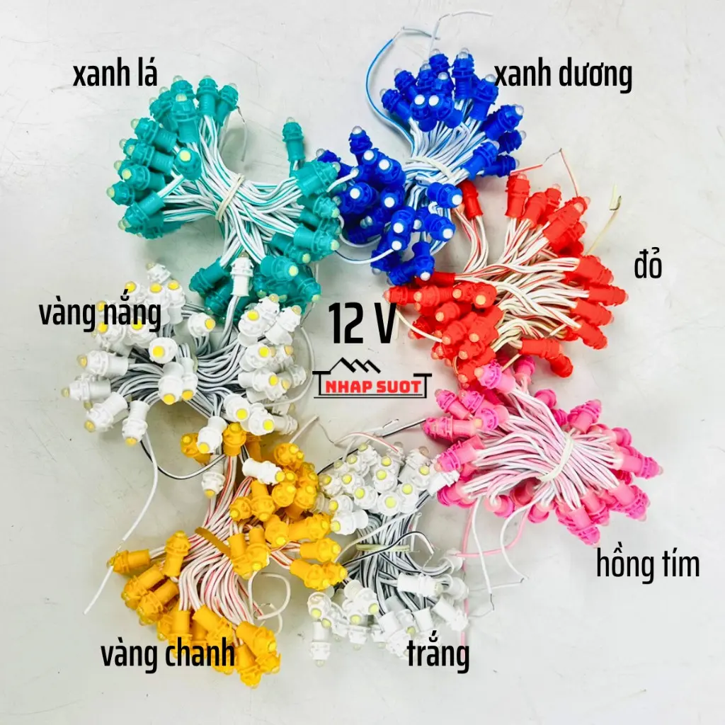 ( LẺ ) Dây led đúc quấn cây F5 điện 12v 1 dây dài 3m gồm 50 mắt đủ màu trang trí ngoài trời quấn cây cảnh