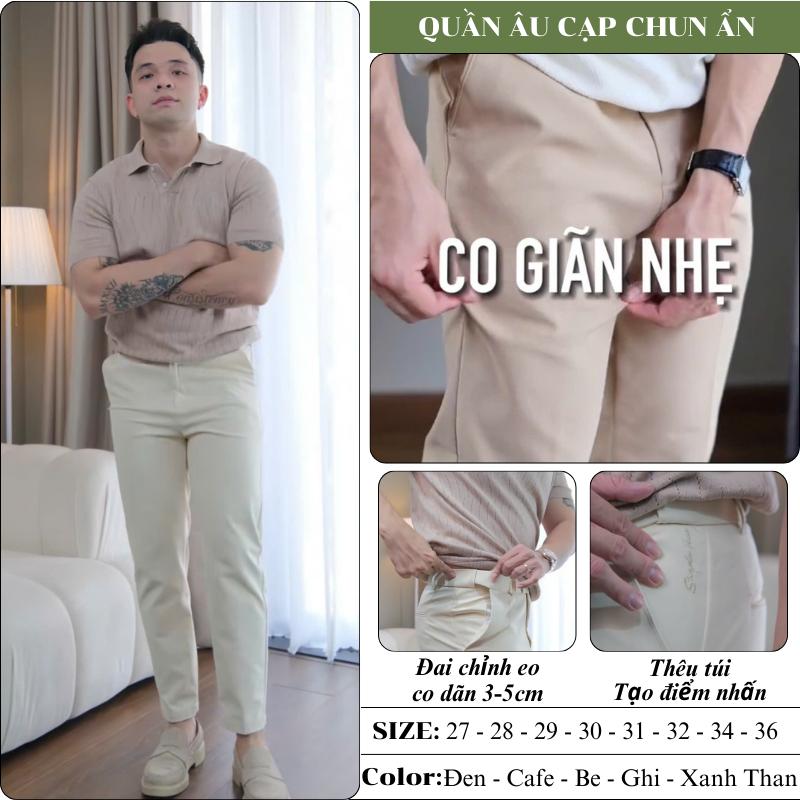 HELLOYOU - Quần âu nam cạp chun ẩn điều chỉnh eo linh hoạt - Quần tây cạp cao vải Khaki 79 dày dặn co dãn cao cấp - Pants Menswear