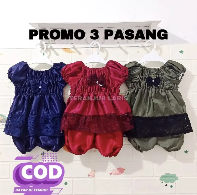 PROMO 3 PASANG STELAN SABRINA BAYI PEREMPUAN 0-12 BULAN/BAJU ANAK/BAJU ANAK PEREMPUAN/STELAN BAYI