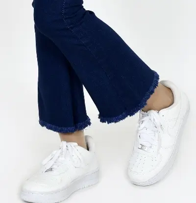 YAOSHI -Jeans anak wanita - Highwaist Cutbray Rawis Anak Tanggung  size 24 - 26 Pinggang Tinggi Jeans Fashion Katun 5