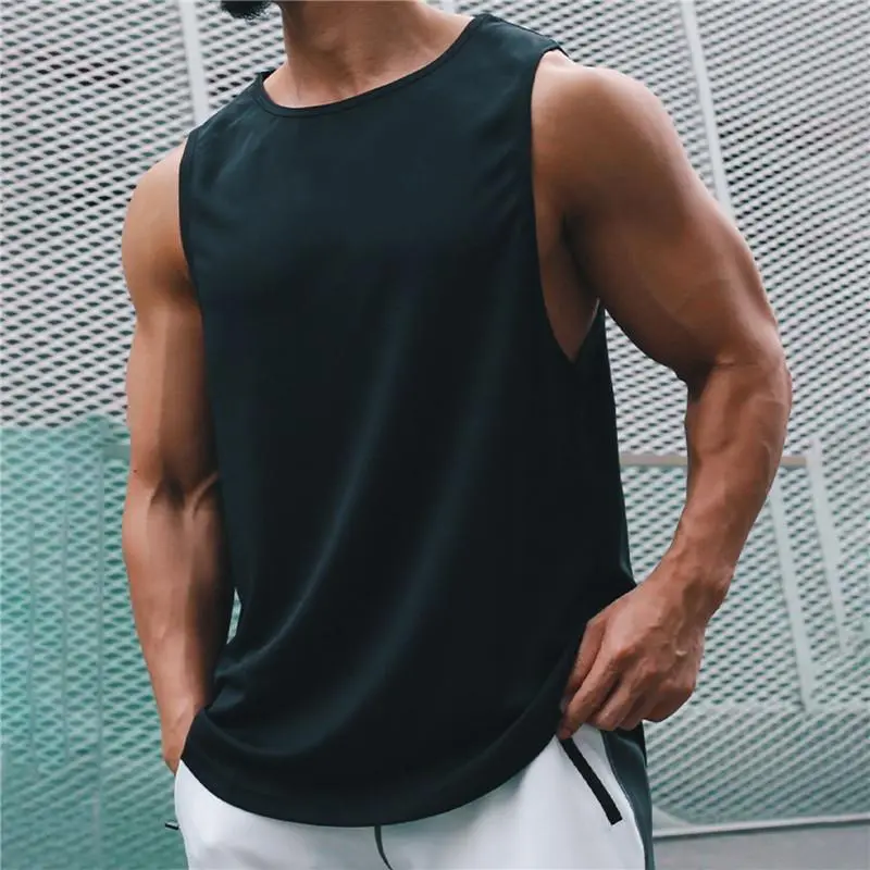 Sports T-shirt, quick dry, for men, solid color, sleeveless, suitable for gym and muscle, fitness gym tops, bodybuilding, running tee, women's outdoor sport summer