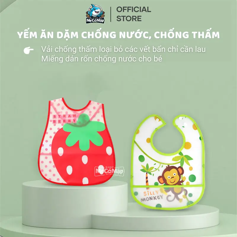 [Quà tặng] Yếm Ăn Dặm Cho Bé Có Máng, Siêu Nhẹ Chất Liệu Cao Cấp Chống Nước 2