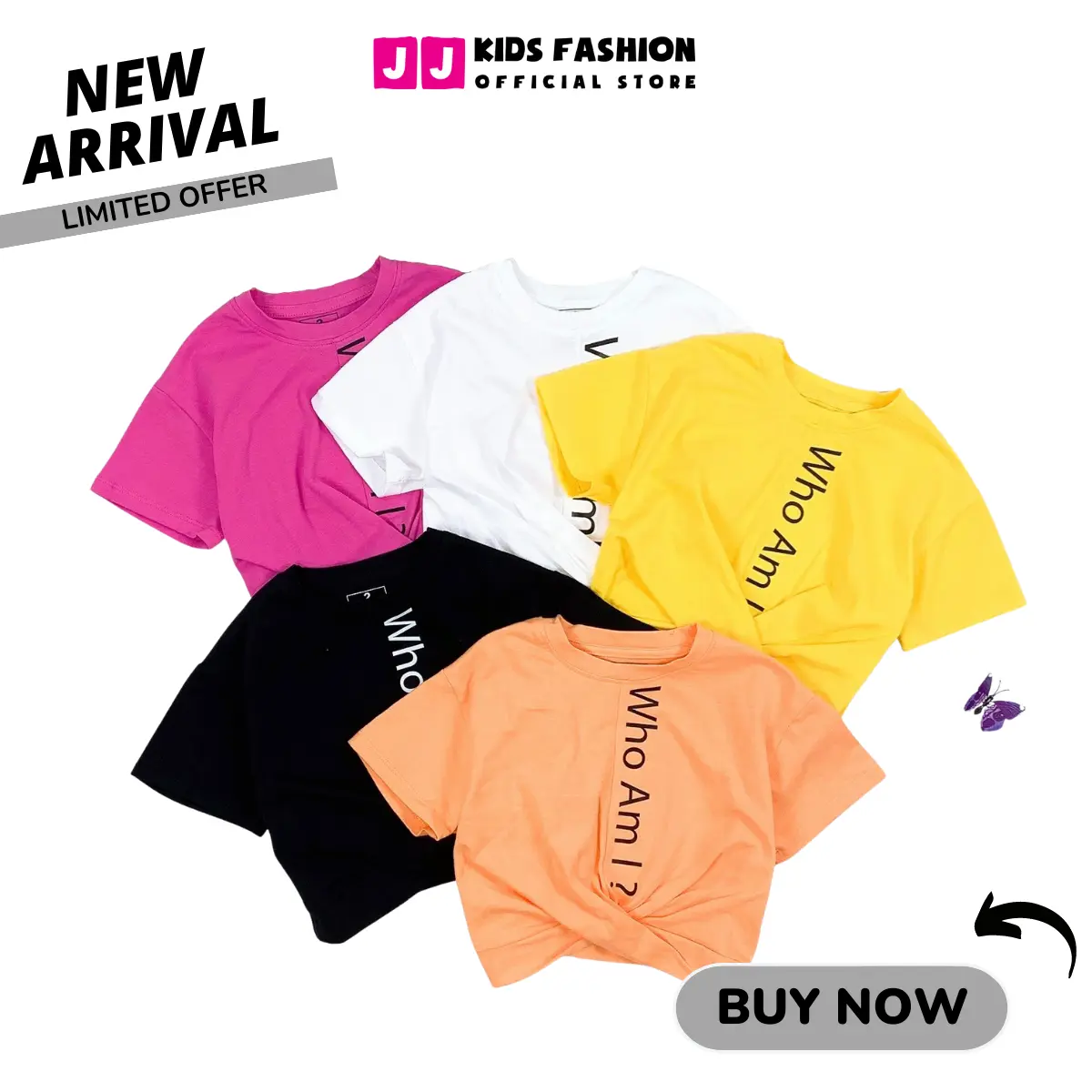 JJ Kids Fashion | Áo thun crop top thời trang trẻ em, áo croptop xoắn eo cho bé gái size từ 15 - 40kg | Extra Shipping