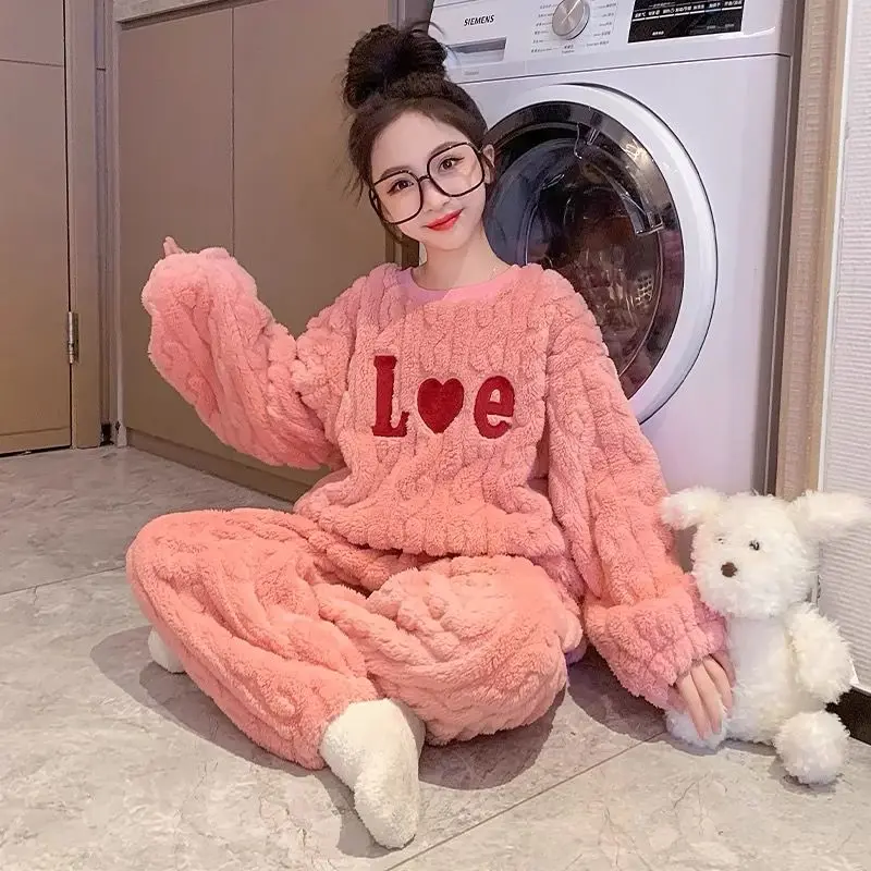 Bộ Đồ Mới Cho Trẻ Em, Đồ Mặc Nhà, Đồ Ngủ Nhung San Hô Lớn Cho Bé Gái, Áo Mặc Bên Ngoài, Dày Dặn, Thích Hợp Cho Mùa Thu Và Mùa Đông, Bộ Đồ Ấm Áp, Cá Tính, Thoải Mái, Nữ Tính, Nữ Thần