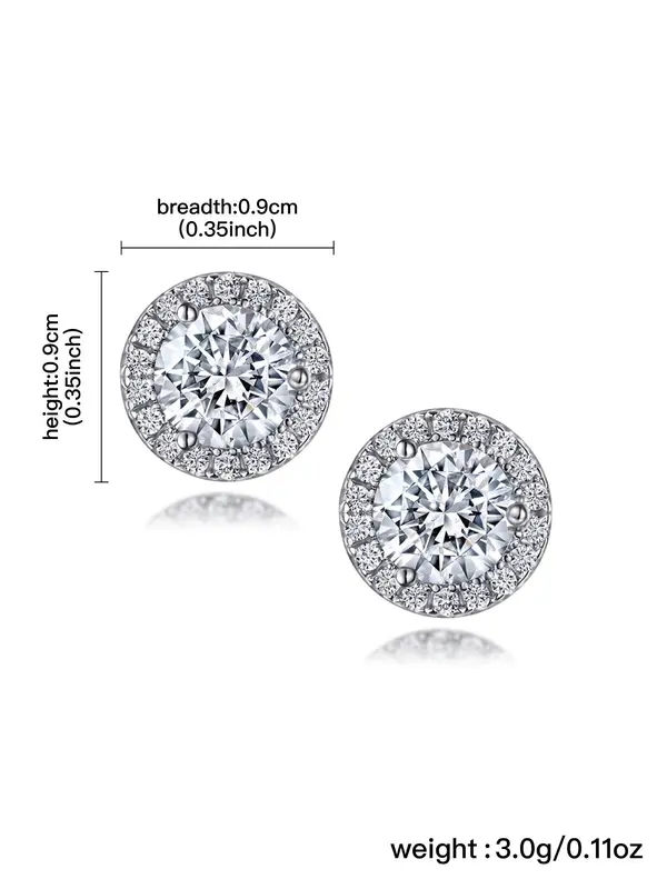 925 Sterling Silver Round Shaped Zirconia Decorated Earrings, Fashionable Jewelry for Women & Girls, Trendy All-match & Exquisite Jewelry for Birthday Gift 1