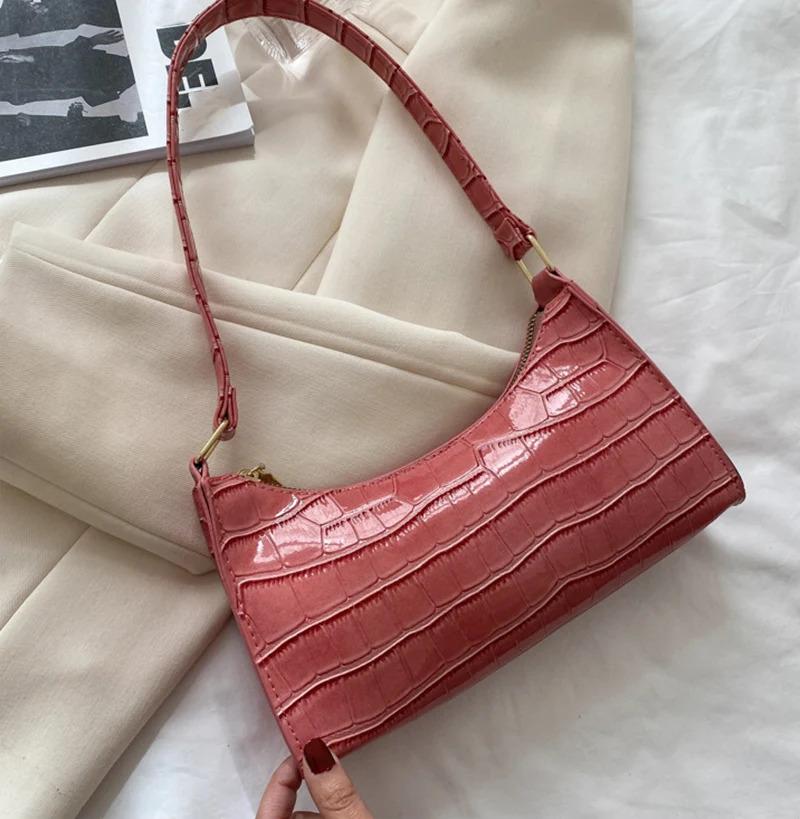 Product Introduction of Fashion PU Leather Bags for Women Alligator Pattern Armpit Handbag Female Small Underarm Messenger Bag Purse 17