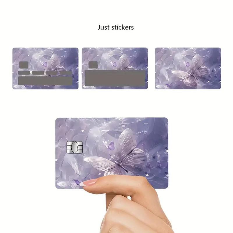 Butterfly Pattern Credit Card Sticker, 4 Counts/set Colorful Self Adhesive Debit Card Skin, Decorative Card Sticker for Women & Girls 6