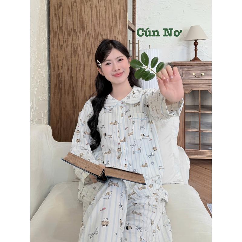 Bộ Đồ Ngủ BY CHANN (SP10) áo dài quần dài, họa tiết dễ thương có bigsize 80kg